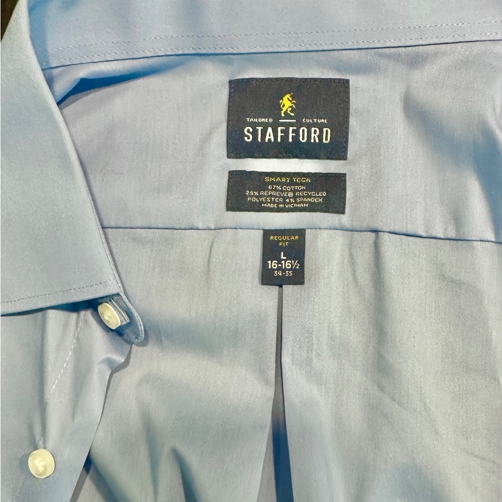 Size L Stafford Men's Sky Blue Dress Shirt Worn Once